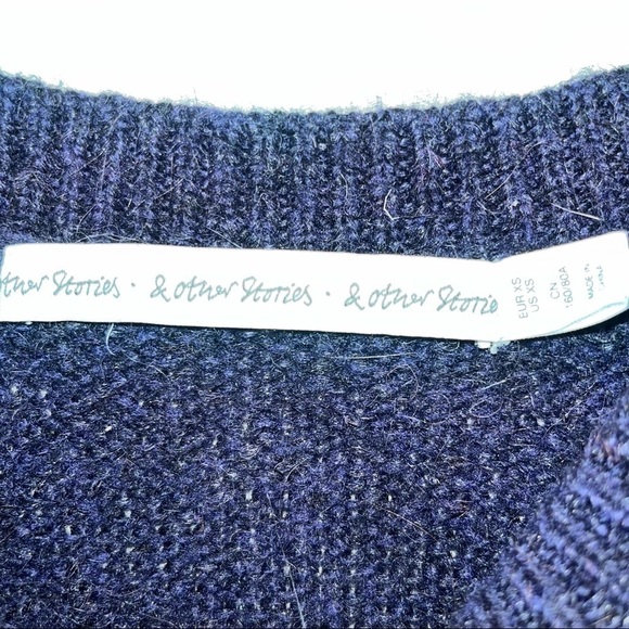 And other stories navy blue knit alpaca wool blend sweater size xsmall - Picture 2 of 6